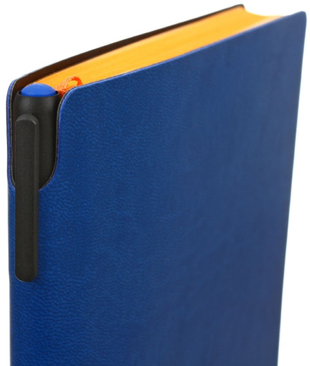 Ежедневник недатированный с ручкой Lorex, 155*215 мм, 128 л., синий/оранжевый срез