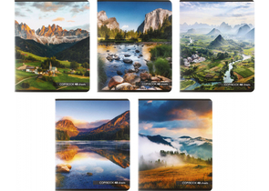 Тетрадь общая А5, 48 л. на скобе Creativiki «Природа», 163×202 мм, клетка, ассорти (цена за 1 шт.)