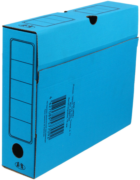 Короб архивный из гофрокартона ASR, корешок 75 мм, 255*320*75 мм, синий