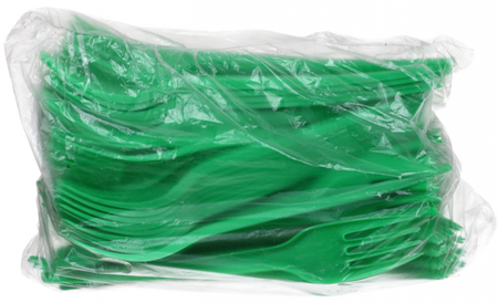 Вилка одноразовая пластиковая «ИнтроПластик», длина 165 мм, 100 шт., зеленая