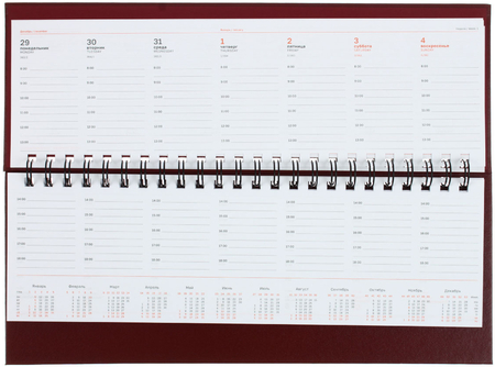 Планинг датированный на гребне на 2026 год BG Ariane, 330*130 мм, 64 л., темно-красный