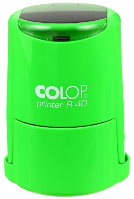 Автоматическая оснастка Colop R40 в боксе, для клише печати ø40 мм, корпус неон зеленый