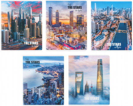 Тетрадь общая А5, 48 л. на скобе Creativiki «Небоскребы», 163*202 мм, клетка, ассорти (цена за 1 шт.) Тетрадь общая А5, 48 л. на скобе Creativiki «Небоскребы», 163*202 мм, клетка, ассорти (цена за 1 шт.)