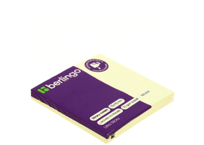 Бумага для заметок с липким краем Berlingo Ultra Sticky, 75×75 мм, 1 блок×100 л., желтая, пастель