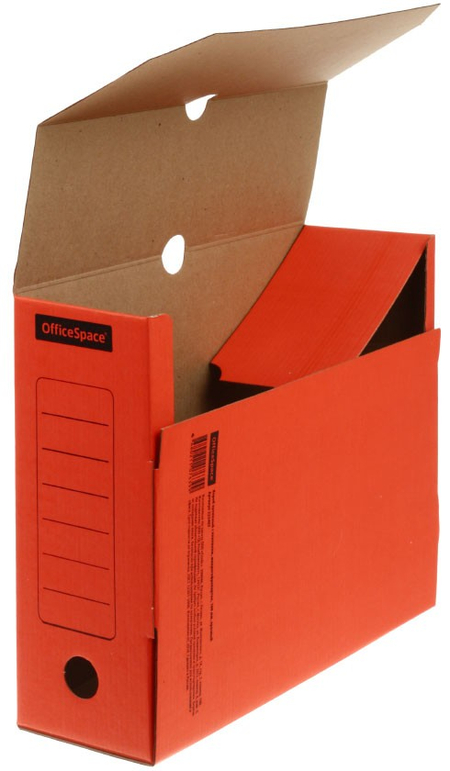 Короб архивный из гофрокартона OfficeSpace, корешок 100 мм, 324*262*100 мм, красный