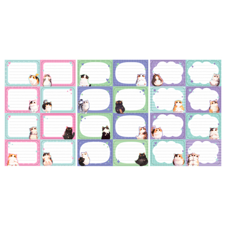 Набор наклеек бумажных Meshu для маркировки школьных принадлежностей, 6 шт., Cute Cats, ассорти