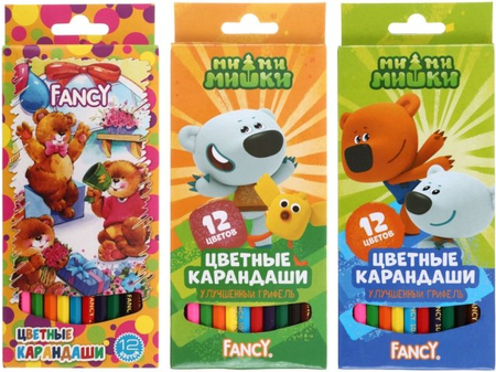 Карандаши цветные Fancy, 12 цветов, длина 175 мм, ассорти