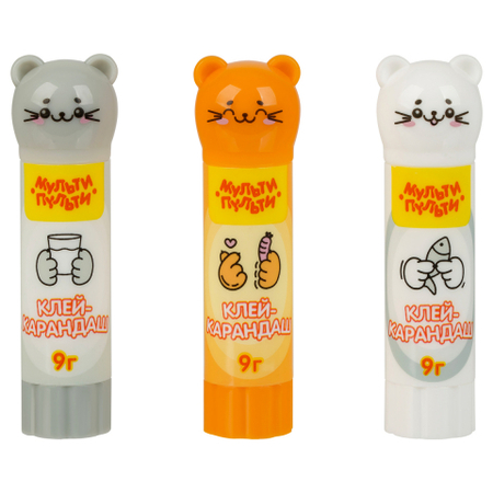 Клей-карандаш «Мульти-Пульти», 9 г, «Котики», ассорти