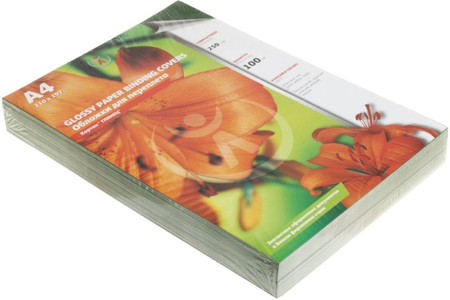 Обложки для переплета картонные глянцевые D&A (А4), А4, 100 шт., 250 г/м2, глянцевые зеленые