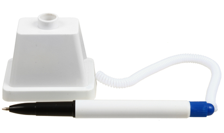 Ручка шариковая на подставке BL-1037, корпус белый с синим, стержень синий Ручка шариковая на подставке BL-1037, корпус белый с синим, стержень синий