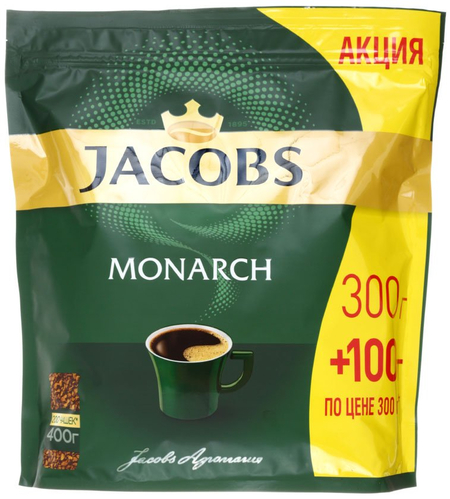 Кофе растворимый Jacobs Monarch, 400 г, в пакете