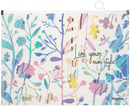 Папка-конверт пластиковая на молнии Berlingo А4+ с рисунком, 330*235 мм, толщина пластика 0,18 мм, Style