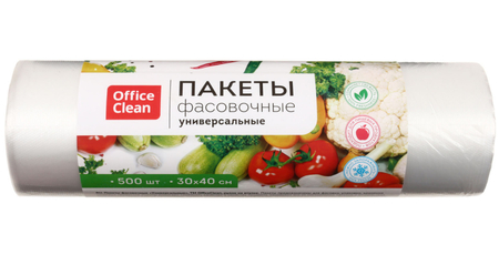 Пакеты фасовочные OfficeClean с картонной втулкой, 30*40 см, 12 мкм, 500 шт.