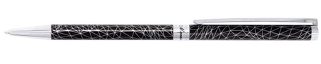 Ручка подарочная шариковая Manzoni Rieti, корпус черный с серебристым узором