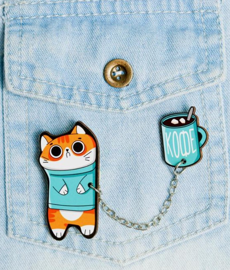 Набор значков «Котик», 2 значка Набор значков «Котик», 2 значка