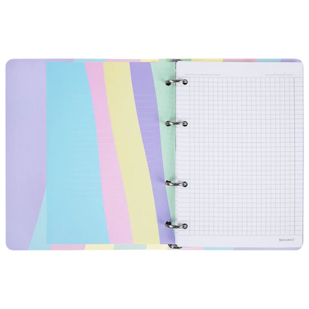 Тетрадь общая А5, 120 л. на кольцах Brauberg, 160*215 мм, клетка, Pastel Тетрадь общая А5, 120 л. на кольцах Brauberg, 160*215 мм, клетка, Pastel