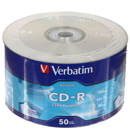 Компакт-диск CD-R Verbatim, 52x, 50 шт., туба (цена за 50 шт.)