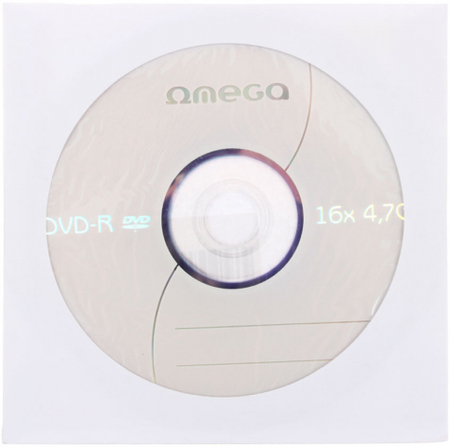 Компакт-диск DVD-R Omega, 16x, в бумажном конверте