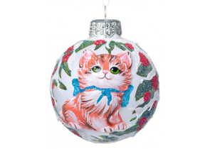 Игрушка елочная «Котенок», диаметр 80 мм