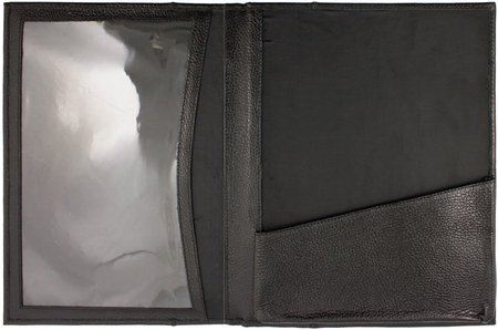 Папка деловая из натуральной кожи «Кинг» 2040, 320*245 мм, рифленая черная