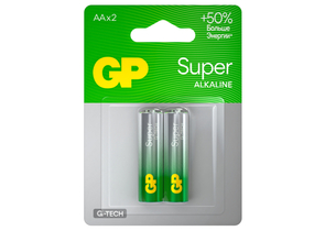 Батарейки щелочные GP Super G-Tech, AA, LR6, 1.5V, 2 шт.