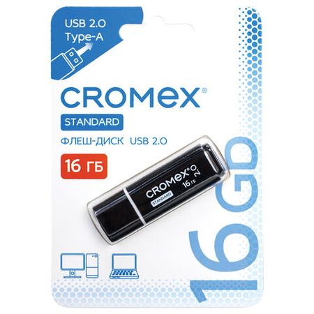 Флеш-накопитель Cromex Standard, 16 Gb, корпус черный Флеш-накопитель Cromex Standard, 16 Gb, корпус черный