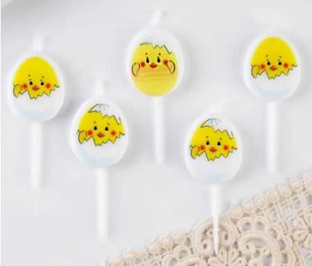 Набор свечей для кулича, 5 шт., «Цыплята» Набор свечей для кулича, 5 шт., «Цыплята»