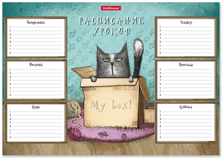 Расписание уроков ErichKrause Cat & Box, А4 (210*297 мм) Расписание уроков ErichKrause Cat & Box, А4 (210*297 мм)