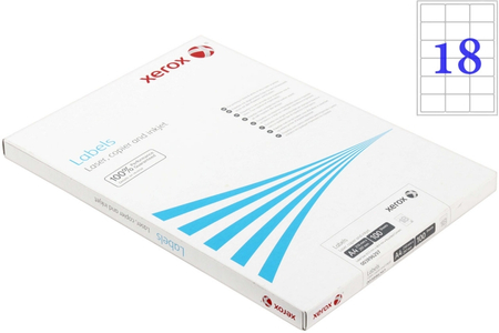 Бумага самоклеящаяся для изготовления этикеток Xerox, А4, 18 шт., 63,5*46,6 мм, 100 л.