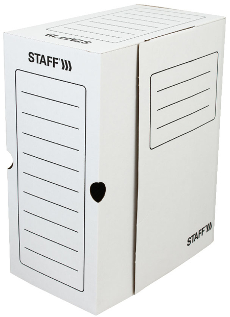 Короб архивный из гофрокартона Staff Valved, корешок 150 мм, 260*325*150 мм, белый Короб архивный из гофрокартона Staff Valved, корешок 150 мм, 260*325*150 мм, белый