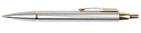 Ручка подарочная шариковая Parker IM Brushed Metal GT, корпус серебристо-золотой