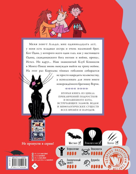 Книга детская «Кот Один и королева гоблинов», 170*219*14 мм, 176 страниц