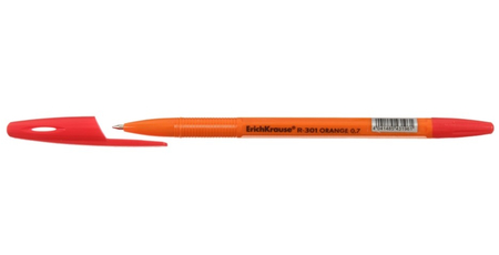 Ручка шариковая Erich Krause R-301 Orange Stick, корпус оранжевый, стержень красный