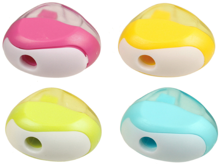 Точилка пластиковая, 1 отверстие, с контейнером, ассорти Точилка пластиковая, 1 отверстие, с контейнером, ассорти