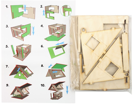 Деревянный конструктор «Домик-Коттедж», 20*12*4 см