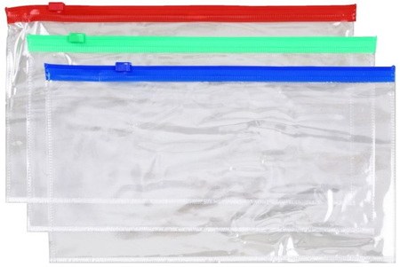 Папка-конверт пластиковая на молнии Berlingo А6+, 255*130 мм, толщина пластика 0,15 мм, прозрачная