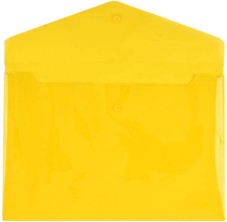 Папка-конверт пластиковая на кнопке OfficeSpace, толщина пластика 0,15 мм, прозрачная желтая