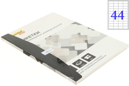 Бумага самоклеящаяся для изготовления этикеток Silwerhof Daily, А4, 44 шт., 48,5*25,4 мм, 50 л., матовая, белая