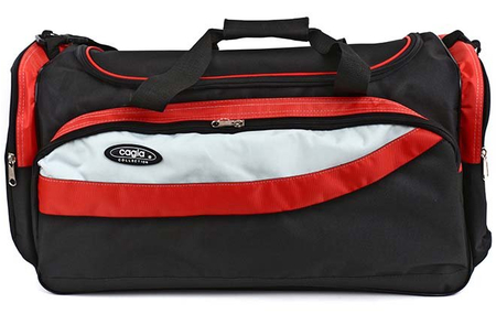 Сумка спортивная на плечо Cagia 147108, 630*290*270 мм, черная с красными и серыми вставками