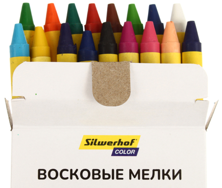 Мелки восковые Silwerhof Color, 18 цветов, 18 шт., диаметр 8 мм, длина 80 мм