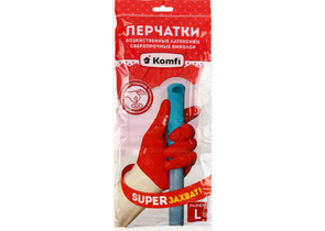 Перчатки латексные хозяйственные сверхпрочные Komfi «Биколор», размер L, бело-красные