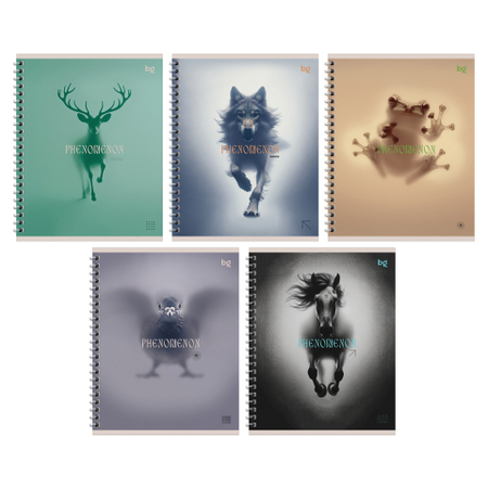 Тетрадь общая А5, 60 л. на гребне BG Phenomenon, 160*205 мм, клетка, ассорти