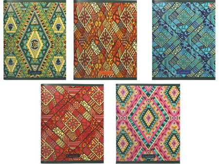 Тетрадь общая А5, 96 л. на скобе «Контрастный орнамент», 160*200 мм, клетка, ассорти