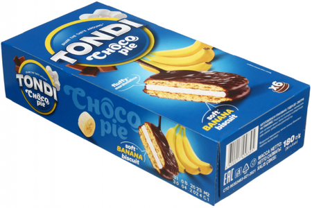 Печенье Tondi Choco Pie, 180 г, с бананом