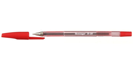 Ручка шариковая Berlingo H-30, корпус прозрачный, стержень красный