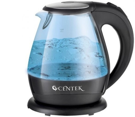 Электрочайник Centek CT-1067, стекло и пластик, прозрачный/черный Электрочайник Centek CT-1067, стекло и пластик, прозрачный/черный