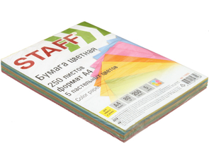 Бумага офисная цветная Staff Profit Pastel, А4 (210×297 мм), 80 г/м, 250 л. (5 цветов×50 л.)