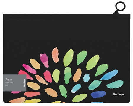 Папка-конверт пластиковая на молнии Berlingo А4+ с рисунком, 330*235 мм, толщина пластика 0,18 мм, Aqua