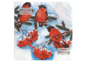 Салфетки сервировочные New Line Fresco, 33×33 см, 20 шт., «Снегири»
