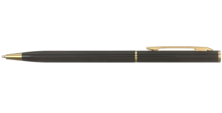 Ручка подарочная шариковая Brauberg Slim Black, корпус черный с золотистым, стержень синий